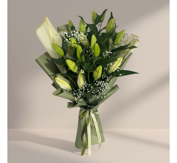 5 Dal Lilyum Buketi (Kazablanka,Zambak)